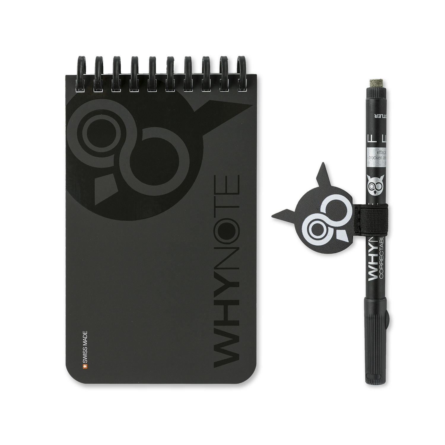 瑞士原产WHYNOTE可擦除可重复使用口袋笔记本套装 黑色