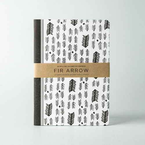 澳大利亚原产O&V凸版印刷笔记本记事本日记本A5(FIR ARROW) 黑白