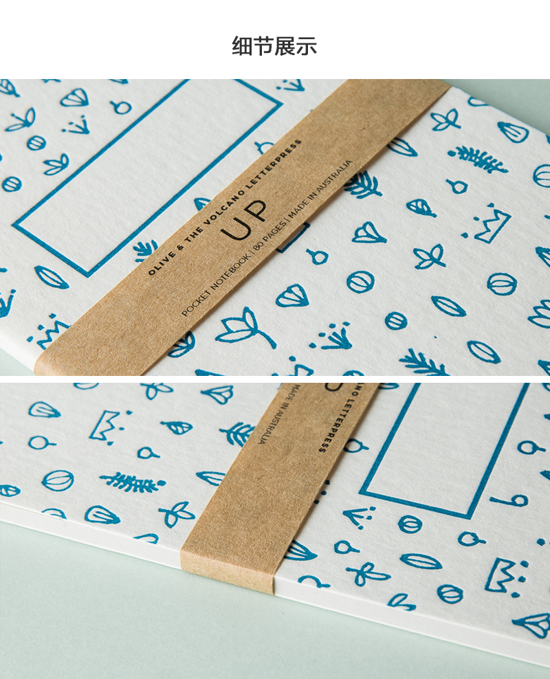 澳大利亚原产O&V凸版印刷笔记本记事本日记本A6(UP图案) 白色