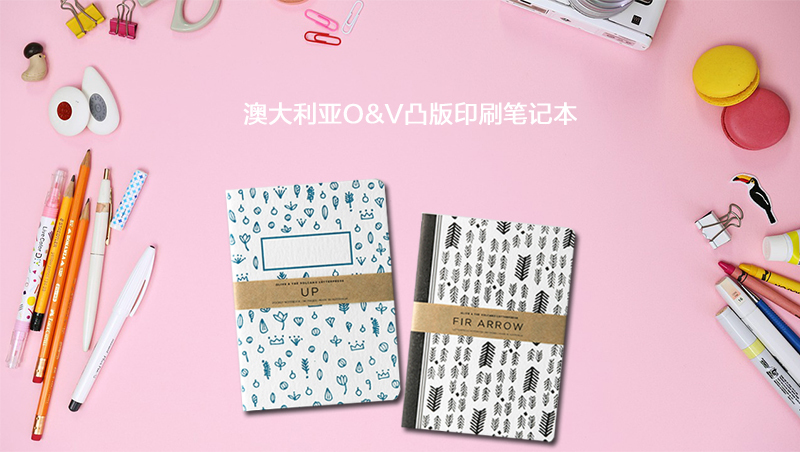 澳大利亚原产O&V凸版印刷笔记本记事本日记本A5(斜纹绞索) 黑白