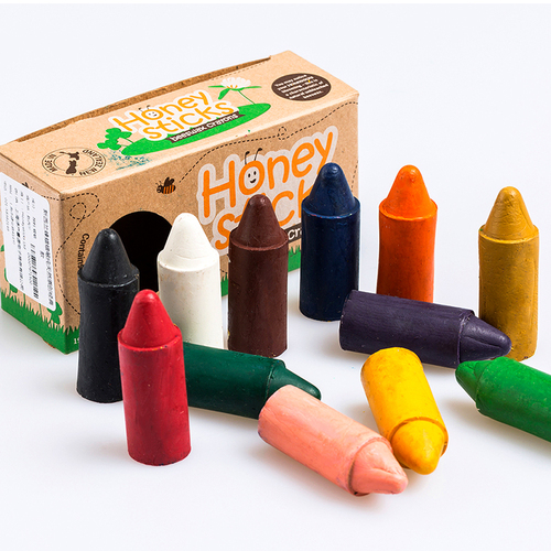 新西兰原产Honeysticks自然蜂蜡无毒儿童画画蜡笔粗款 混色