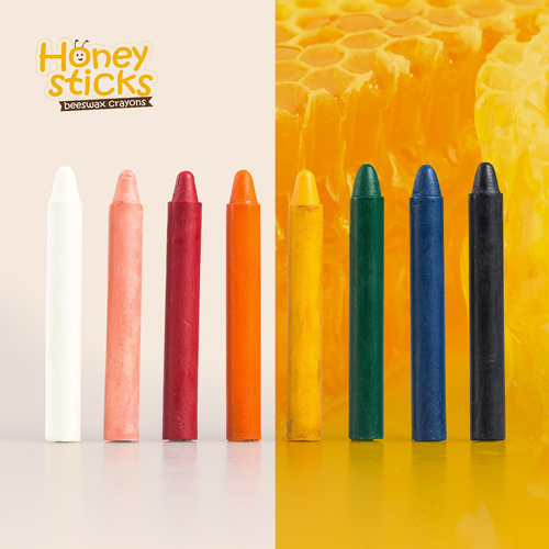 新西兰原产Honeysticks自然蜂蜡无毒儿童画画蜡笔细款 混色