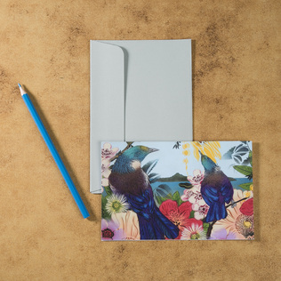 新西兰原产Tikitibu 蜜雀与风景 贺卡明信片创意贺卡