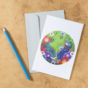 新西兰原产Tikitibu 垂耳鸦圆形贺卡明信片创意生日贺卡