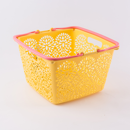 日本原产MAHALO正方形购物篮收纳篮储物筐 黄色