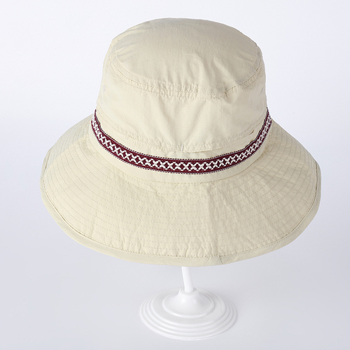 日本shukiku成人防晒防紫外线大帽檐遮阳帽渔夫帽 米白 纯色款