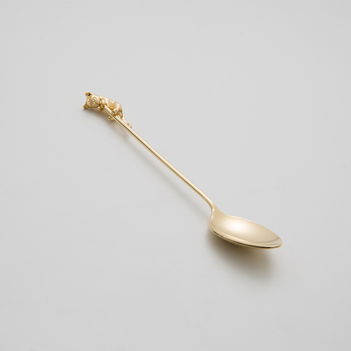 日本elfin不锈钢镀金咖啡勺餐勺勺子小猫 餐勺