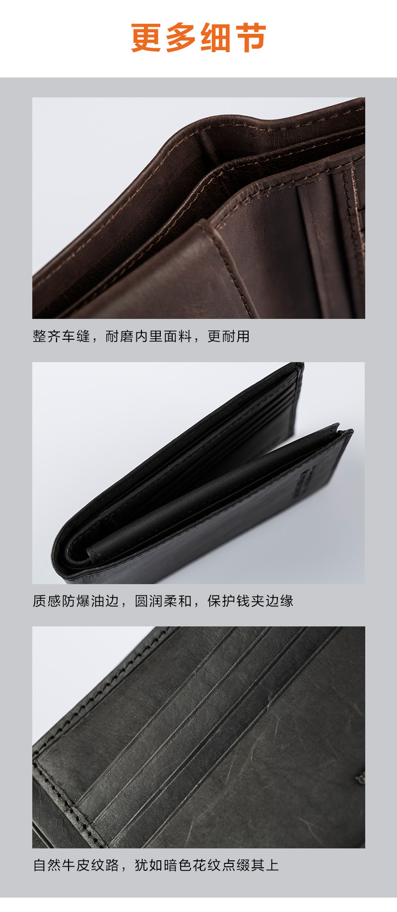 意大利原产andrea cardone翻盖式牛皮男士商务钱包钱夹 黑色