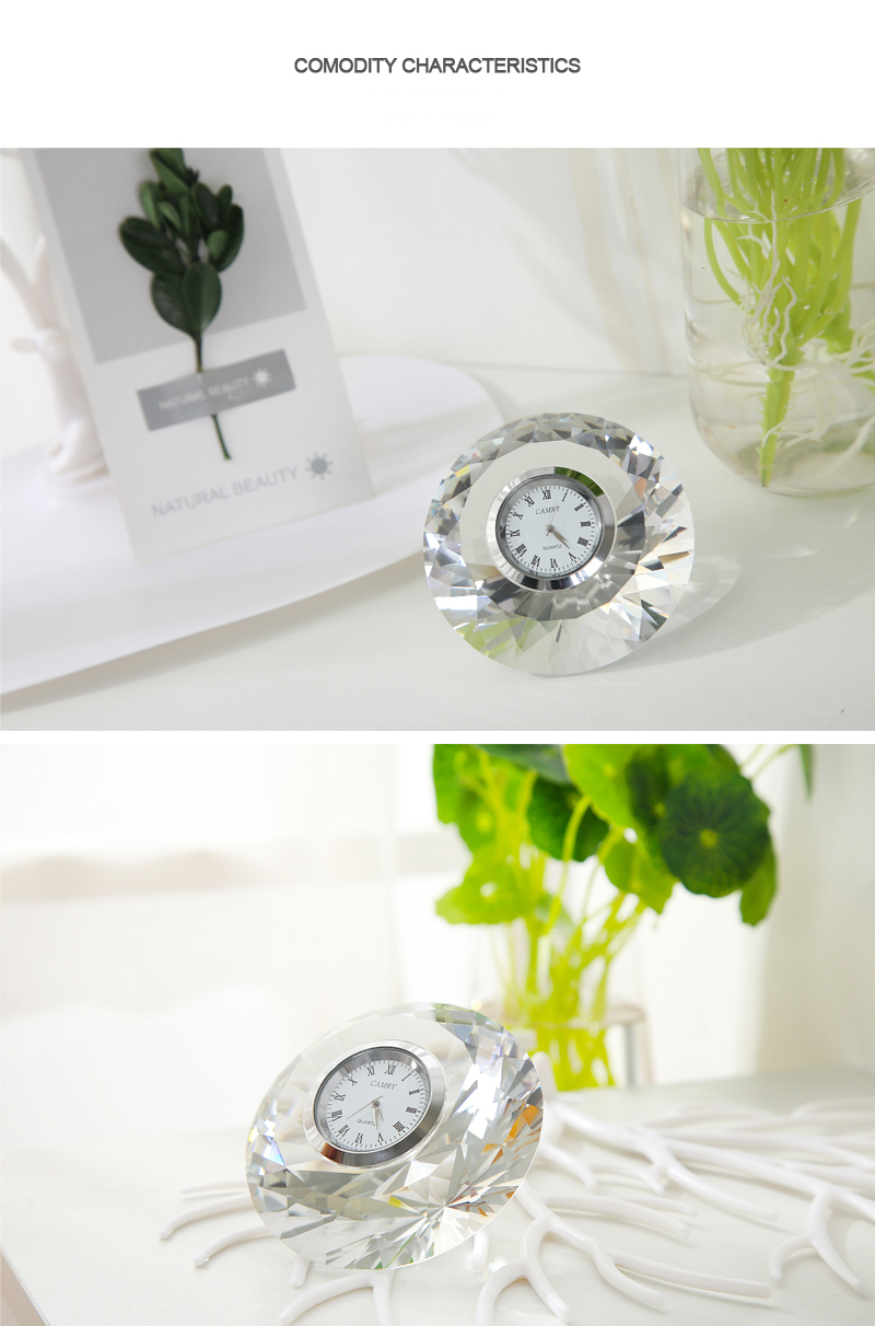 意大利原产Ranoldi水晶钻石造型时钟静音钟表家居摆件送礼 透明