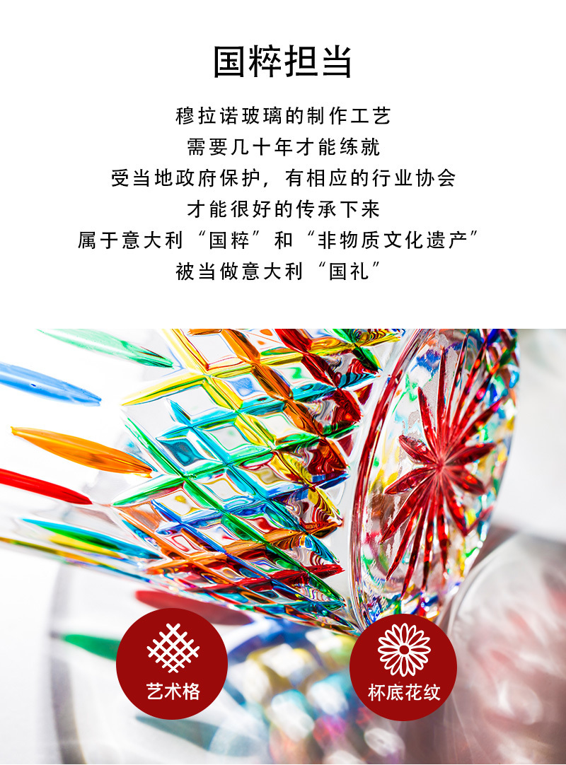 意大利原产ZECCHIN圣殿系列威尼斯酒杯彩色玻璃杯子水杯360ml 黄色