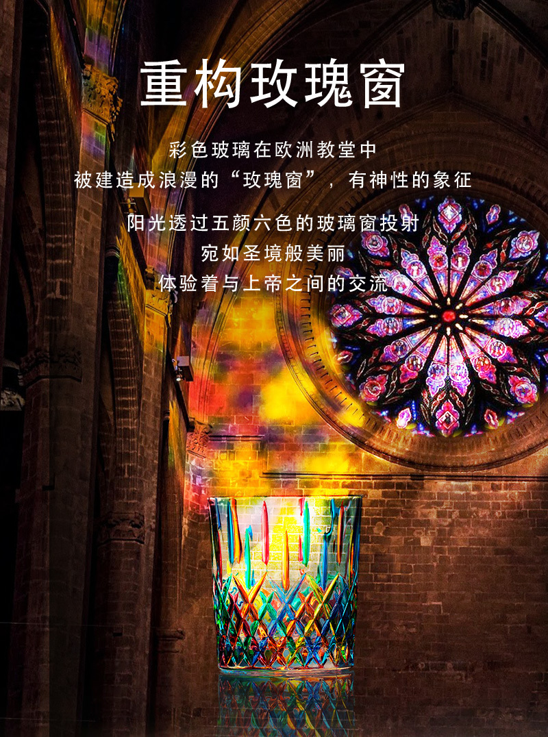 意大利原产ZECCHIN圣殿系列威尼斯酒杯彩色玻璃杯子水杯360ml 黄色