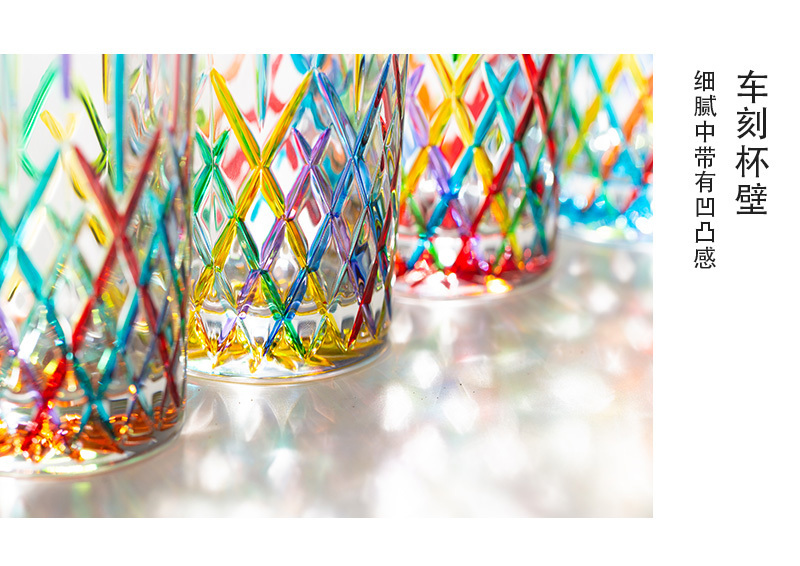 意大利原产ZECCHIN圣殿系列威尼斯酒杯彩色玻璃杯子水杯360ml 黄色