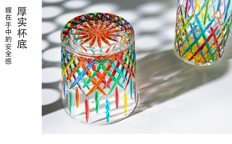 意大利原产ZECCHIN圣殿系列威尼斯酒杯彩色玻璃杯子水杯360ml 黄色