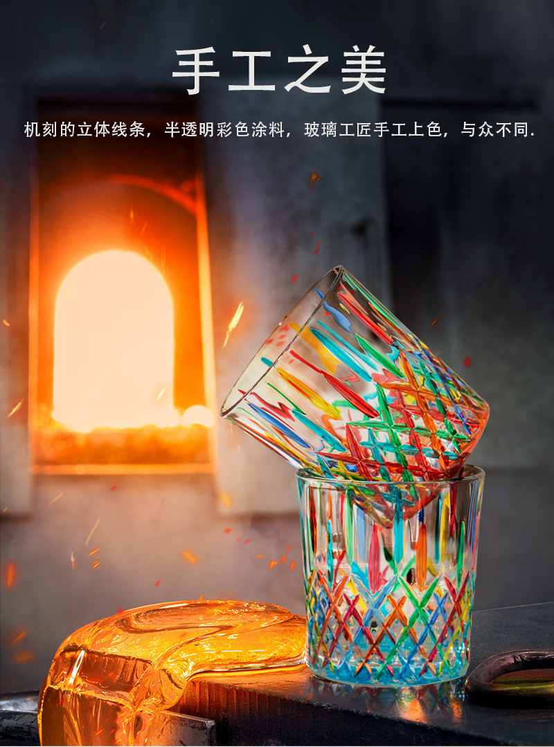 意大利原产ZECCHIN圣殿系列威尼斯酒杯彩色玻璃杯子水杯360ml 黄色