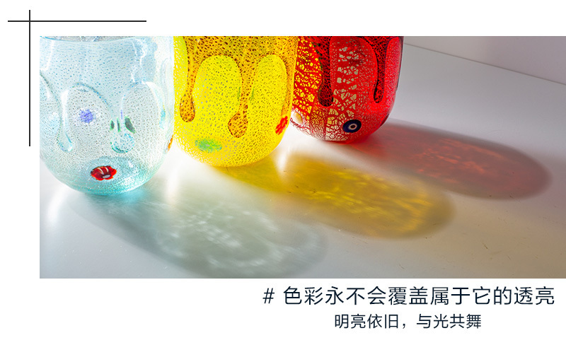 意大利原产ZECCHIN穆拉诺人鱼泪系列手工彩色玻璃酒水杯360ml 黄色