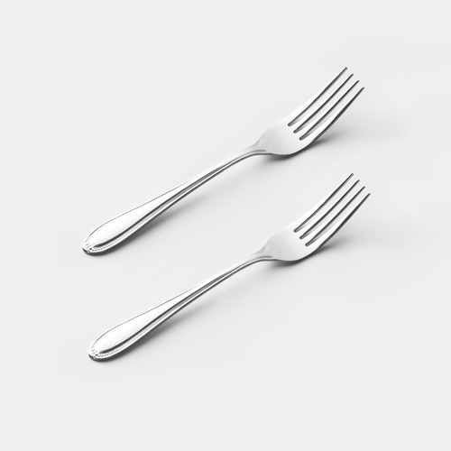 日本原产ECHO餐叉不锈钢家用小叉子西餐叉牛排意面叉-2件套 银色