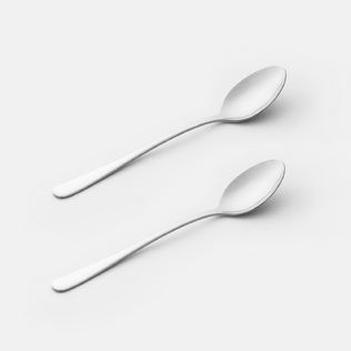 日本ECHO不锈钢勺子2件套西餐饭勺儿童勺餐叉甜品勺茶勺