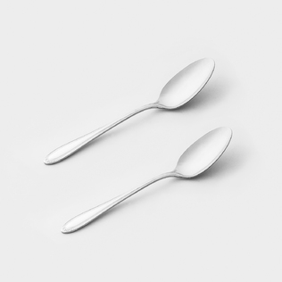 日本原产ECHO不锈钢勺子饭勺餐叉甜品勺茶勺-防滑款2件套