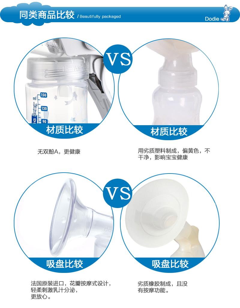 法国原产dodie 手动吸奶器吸乳器拔奶器