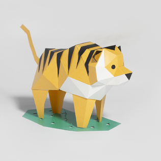 日本原产KAKU KAKU3D立体手工折纸制作益智玩具老虎