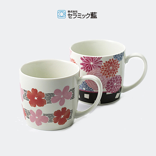 日本原产ceramic 蓝手工陶瓷茶杯咖啡杯情侣杯红色碎花