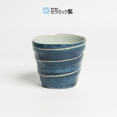 日本原产ceramic 蓝复古系列杯子酒杯水杯 圆纹杯