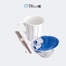 日本原产ceramic 蓝杯碗筷礼盒套装三件套亲密猫系列 蓝猫