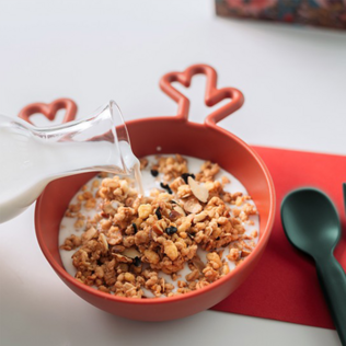 韩国原产nineware鲁道夫卡通碗含盖套装小鹿角