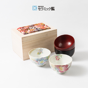 日本原产ceramic 蓝花美开陶瓷碗木钵4个装