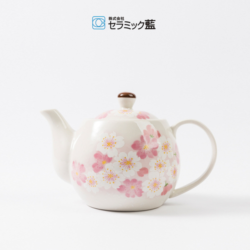 日本原产ceramic 蓝樱灿灿陶瓷茶壶1个装 彩色