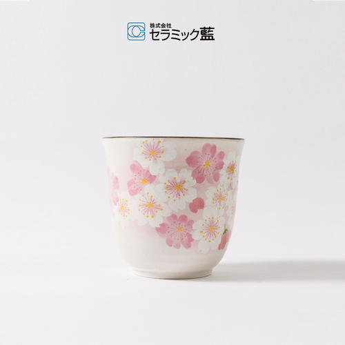 日本原产ceramic 蓝樱灿灿陶瓷茶杯1个装 彩色