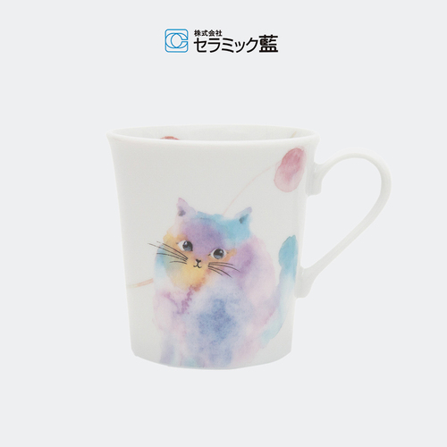 日本原产ceramic AI茸茸系列猫咪马克杯 蓝色