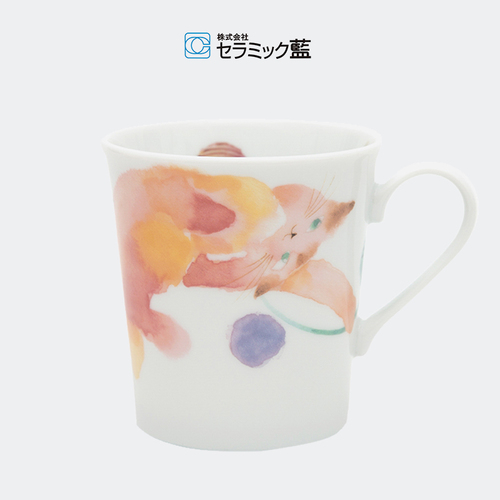 日本原产ceramic AI茸茸系列猫咪马克杯 粉红