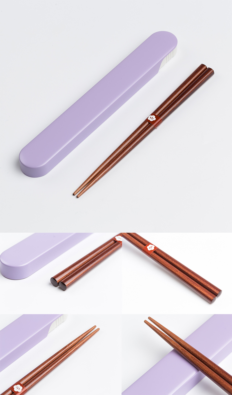 日本原产Prime Nakamura特色和式设计便携木质筷子筷子盒 桃花色