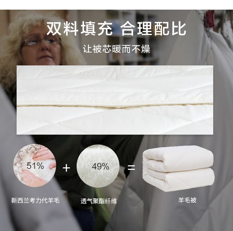 CRIA混纺羊毛冬被 白色 S