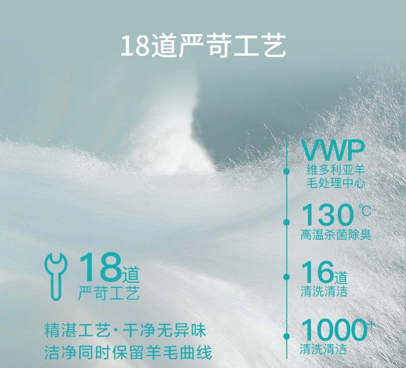 CRIA纯羊毛儿童枕 白色 S