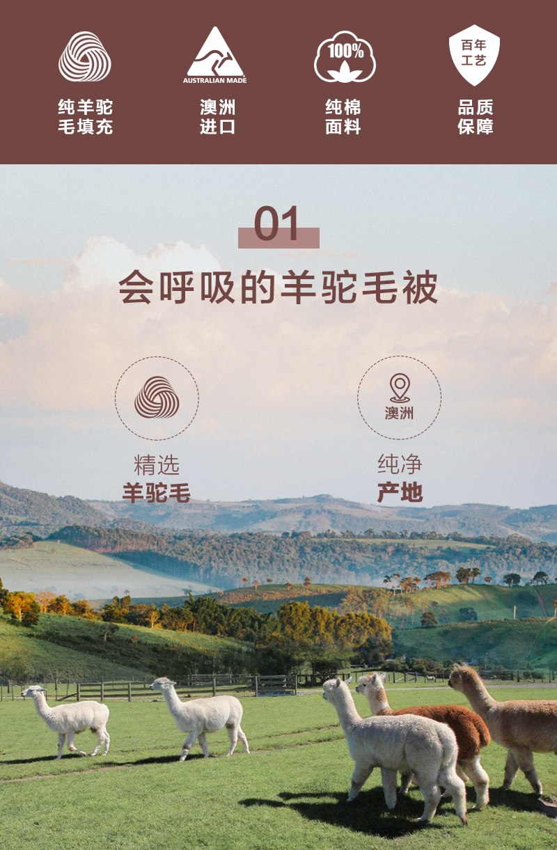 新西兰原产CRIA 羊驼毛双人被四季被澳大利亚产 白色 200*230cm
