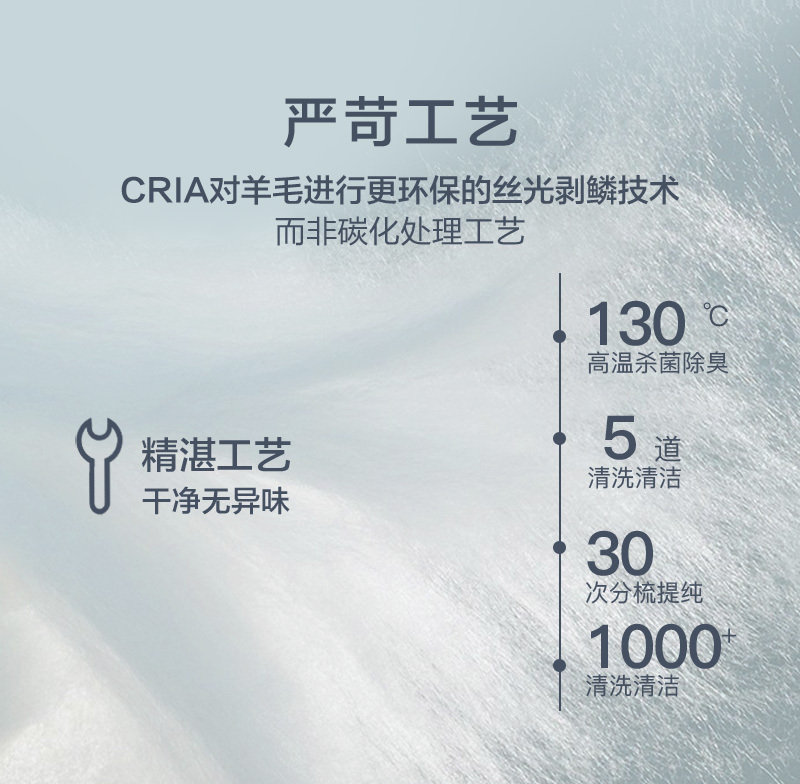 CRIA全羊毛冬被保暖被 500gsm 白色 S