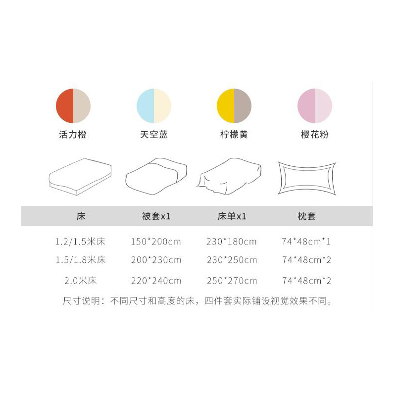 新西兰CRIA 60支长绒棉贡缎双面拼色套件(粉色+紫色） 樱花粉 四件套，200*230cm，适用1.5/1.8米宽床