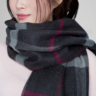 新西兰Cria 羊毛披肩版围巾 （灰格子）