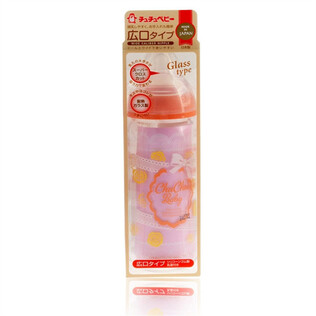 日本原产啾啾baby可爱妈妈玻璃宽口奶瓶（蝴蝶结）240ML