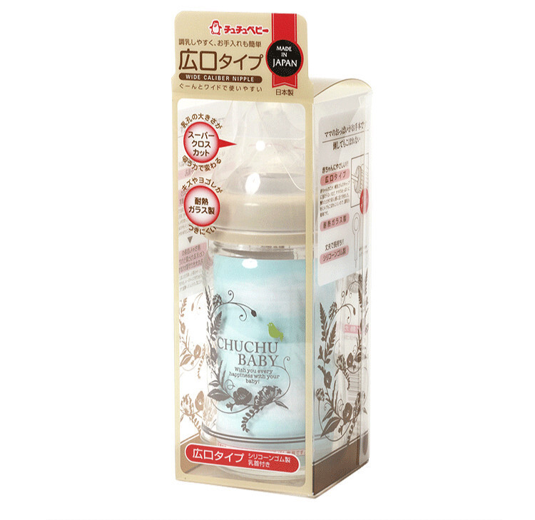 日本原产啾啾baby可爱妈妈玻璃宽口奶瓶160ML 160 ML
