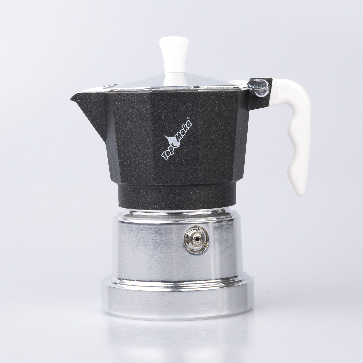 意大利原产Top Moka家用摩卡壶咖啡壶银色底座3杯版 黑色