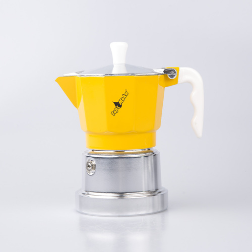 意大利原产Top Moka家用摩卡壶咖啡壶银色底座2杯版 黄色
