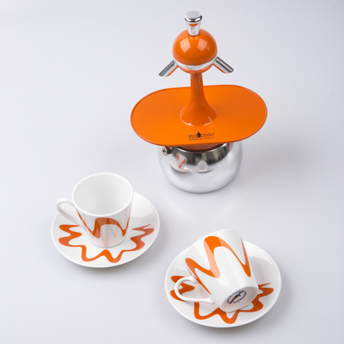 意大利原产Top Moka红心皇后两功能摩卡壶咖啡壶2杯版 橙色