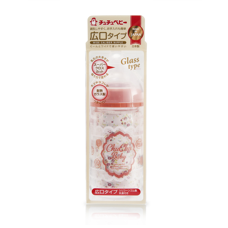 日本原产啾啾baby可爱妈妈玻璃宽口奶瓶（蕾丝）160ML 160 ML
