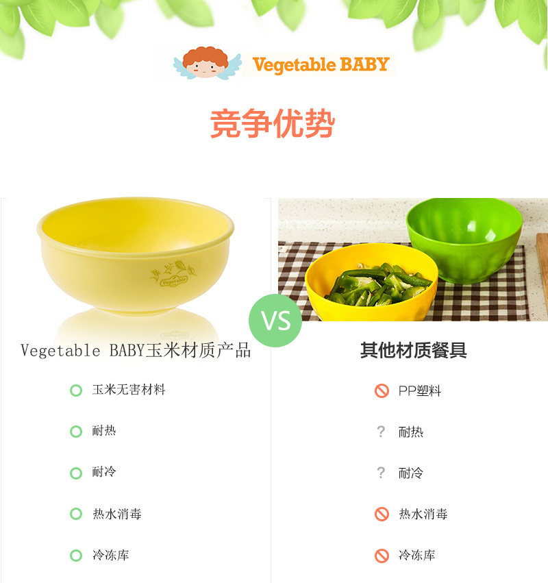 韩国原产vegetable baby多功能碗儿童碗宝宝餐具碗 黄色