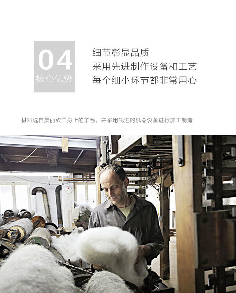 澳大利亚JASPA HERINGTON纯美利奴羊毛被超细羊毛冬被500gsm 白色 200x230cm