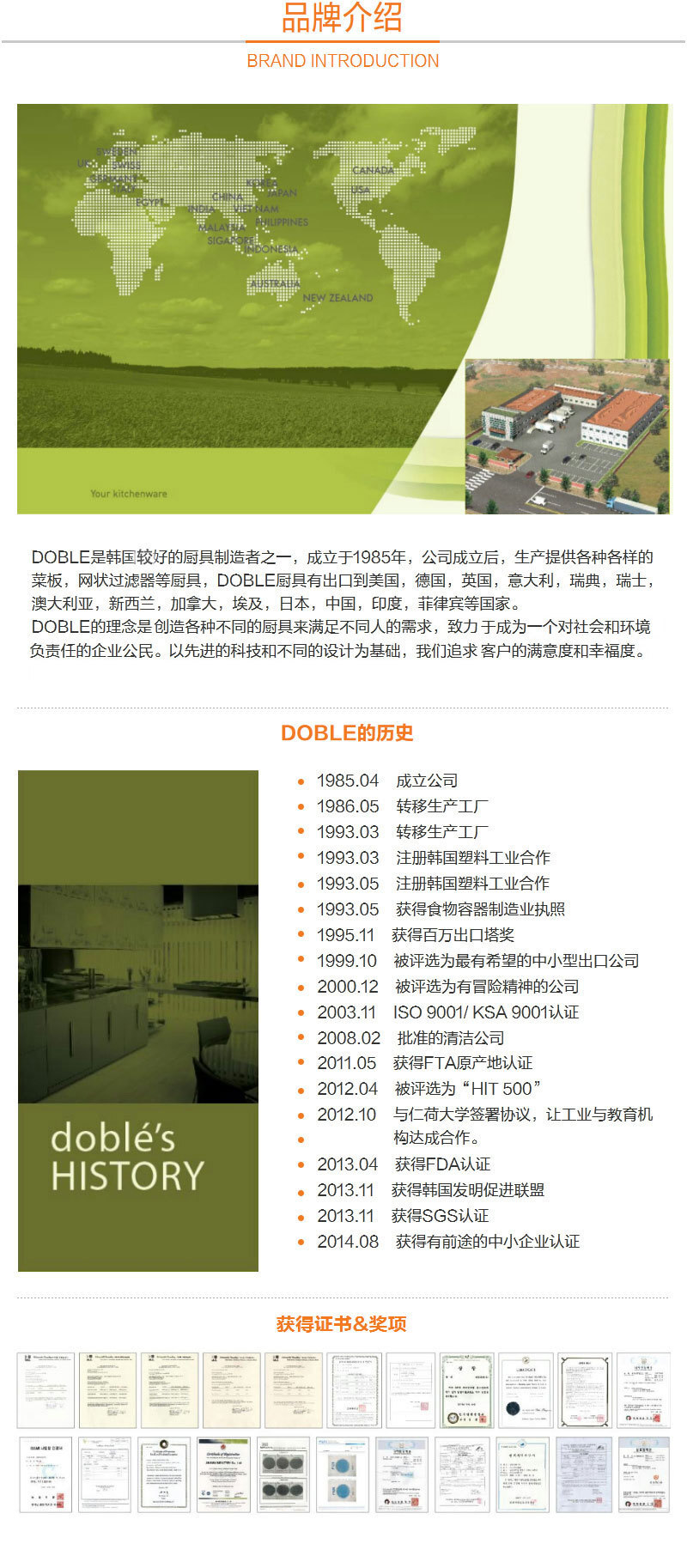 韩国原产doble 不锈钢双耳过滤式沥水篮漏筛（210mm） 浅绿 210*415*80mm