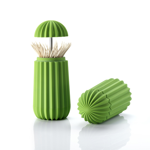 丹麦原产essey Cactus创意手压自动防尘牙签盒 绿色